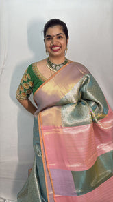 Vriksham Pista Tanchoi Tissue Silk Saree-VS4488